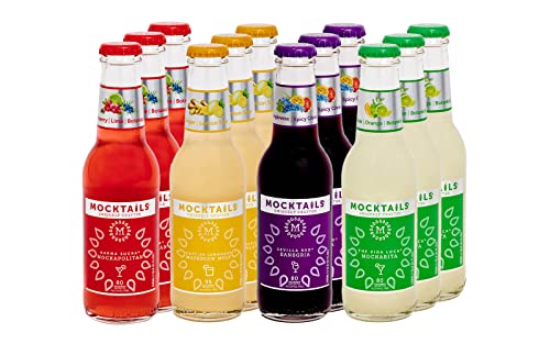 Mocktails Alcohol Free Variety 12 Pack | Mixed Case of Sangria, Moscow Mule, Cosmopolitan, Margarita | Premium Zero Proof Craft Cocktail | 6.8 Fluid Ounce (Pack of 12)