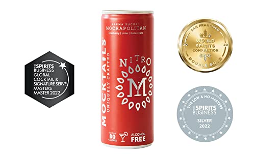 Mocktails Non-Alcoholic Drinks - Cosmopolitan Nitro 12-Pack | Alcohol Free Cocktails | Non-GMO & Vegan NA Drinks | Low Calorie Alcohol Alternative Beverage | Zero Proof Flavorful Canned Mocktails