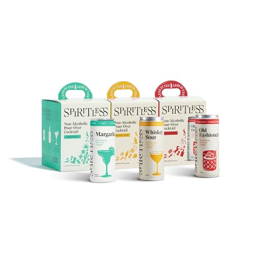 SPIRITLESS Variety Pour-Over Cans, Non-Alcoholic Margarita, Whiskey Sour, Old Fashioned, Ready to Drink Mocktail or Cocktail Mixer, 8.45 Fl Oz, 12 Pk