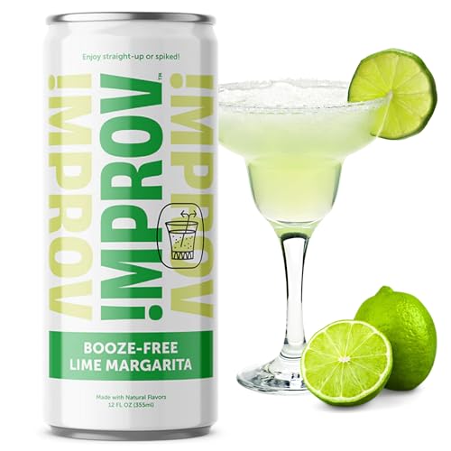 IMPROV Booze-Free Cocktails, 12oz Non-Alcoholic Beverage, Mocktail Drink Mixer, Vegan, Gluten Free, Zero Proof (4-Pack) (Lime Margarita)