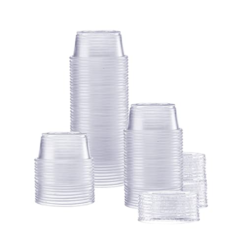 Comfy Package [100 Sets - 2 oz. Plastic Disposable Portion Cups with Lids, Souffle Cups, Jello Cups…