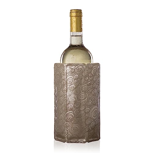 Vacu Vin Active Cooler Wine Chiller - Reusable, Flexible Wine Bottle Cooler - Platinum - Wine Cooler Sleeve For Standard Size Bottles - Insulated Wine Bottle Chiller to Keep Wine Cold and Refreshing