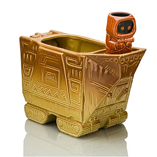 Geeki Tikis Star Wars Sandcrawler Punch Bowl Set With Jawa Mini Muglet | Cocktail Tumbler Shot Glasses and Party Snack Bowl