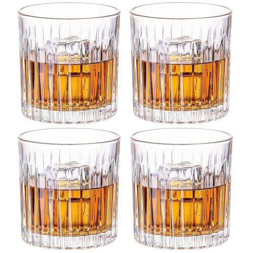 GLASKEY Premium Whiskey Glasses Set of 4,Lead-Free Crystal Old Fashioned Glass,Scotch Glass Tumblers for Drinking Bourbon,Cognac,Irish Whisky,Gifts for Men