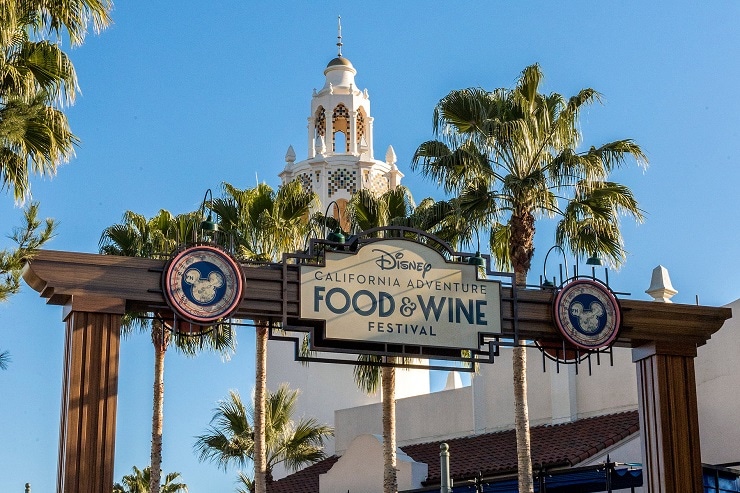 Disney Food & Wine Festival - sign saying California Adventure Food & Wine Festival