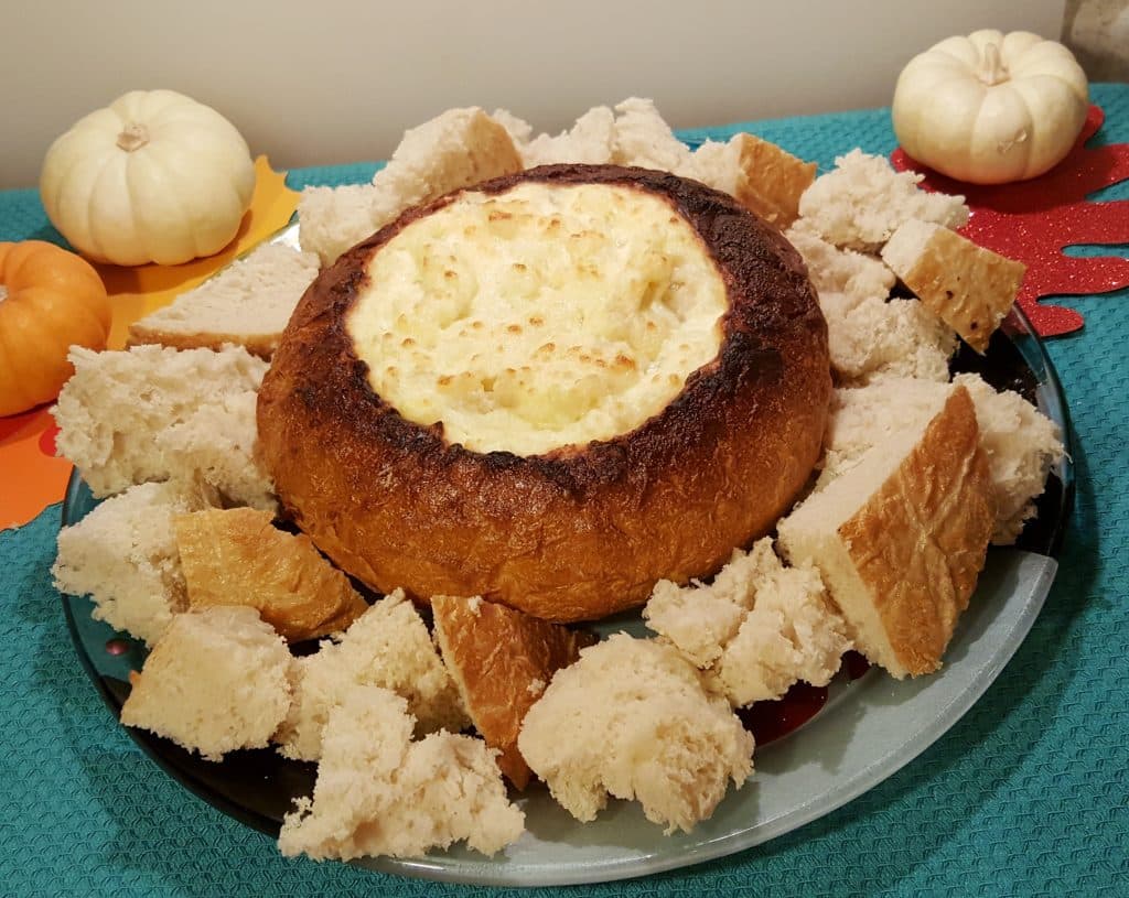 Hot Onion Cheese Dip Bread Bowl