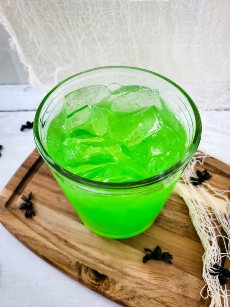 Showing a completed Snow White's Poison Apple Cocktail