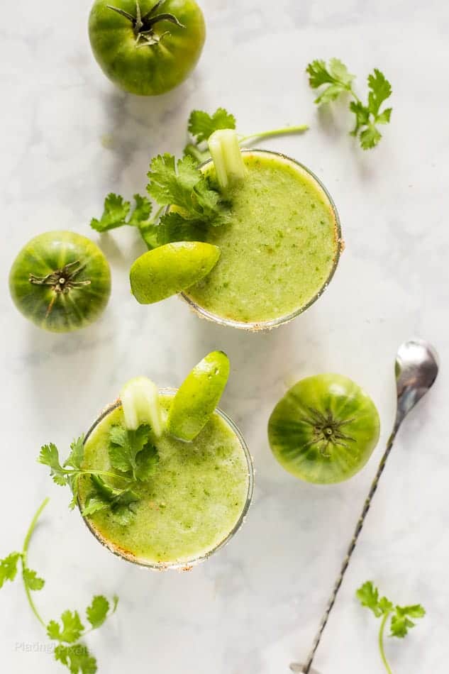 Green Cocktails To Celebrate St. Patrick's Day Without Beer - Homemade Green Bloody Mary Mix with Green Tomatoes