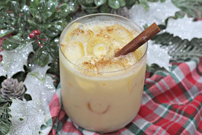 eggnog with amaretto cream cinnamon winter cocktial