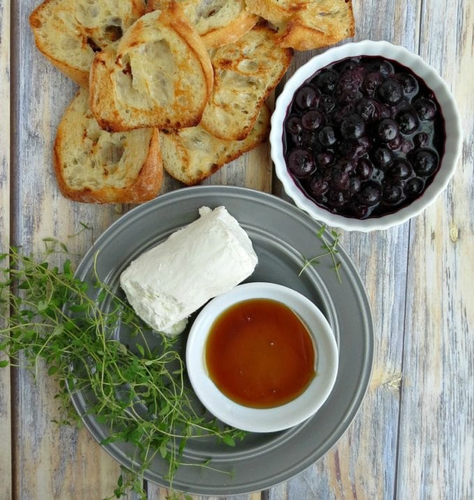 Blueberry and Goat Cheese Crostini with Thyme and Honey