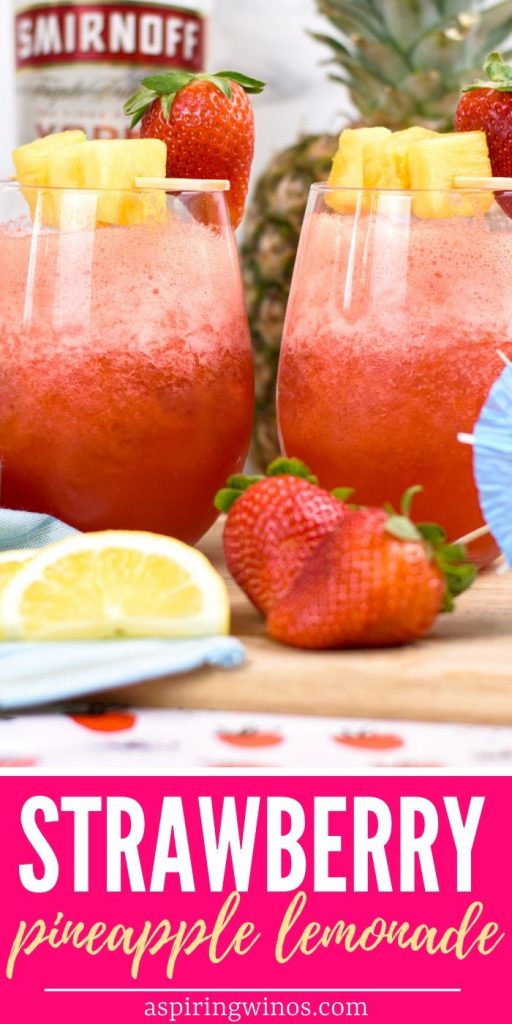 Boozy Strawberry Pineapple Lemonade | Summer Cocktail| Strawberry Cocktail | Pineapple Lemonade Cocktail | Strawberry Pineapple Lemonade Cocktail | Best Summer Cocktail | Spiked Slushie | Spiked Lemonade | #cocktail #summercocktail #boozydrink