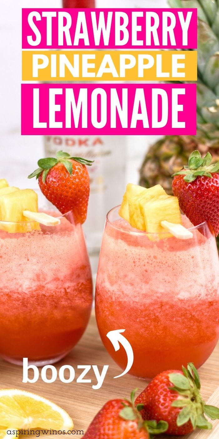 Boozy Strawberry Pineapple Lemonade | Summer Cocktail| Strawberry Cocktail | Pineapple Lemonade Cocktail | Strawberry Pineapple Lemonade Cocktail | Best Summer Cocktail | Spiked Slushie | Spiked Lemonade | #cocktail #summercocktail #boozydrink