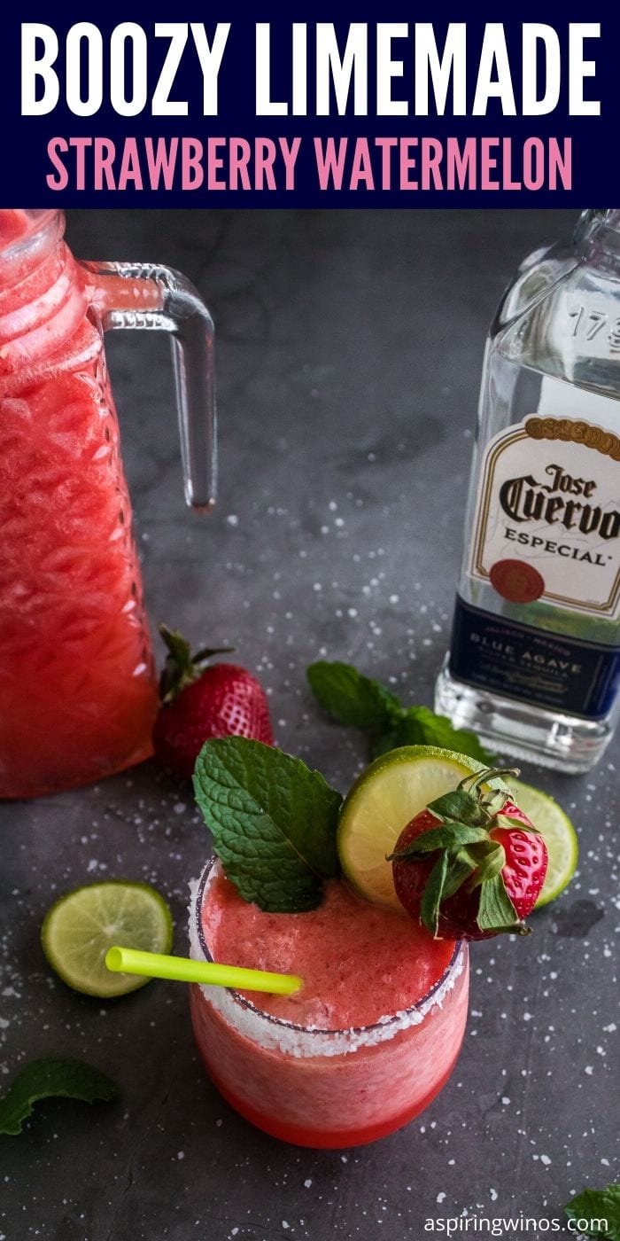 Boozy Strawberry Watermelon Limemade | Strawberry Watermelon Limemade Margarita | Strawberry Watermelon Cocktail | Best Summer Cocktail | Summer Cocktails | Cocktail for Summer Festivities | #cocktail #watermelon #strawberry #tequila #party #goals