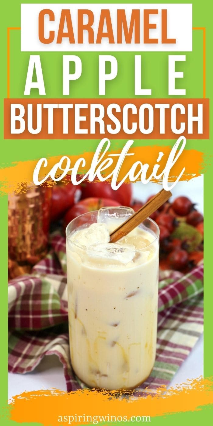 This caramel apple butterscotch cocktail is a sweet and creamy, treat balanced with tart apple and a boozy heat. Enjoy fireside, apple picking or as a fall cocktail with friends. 