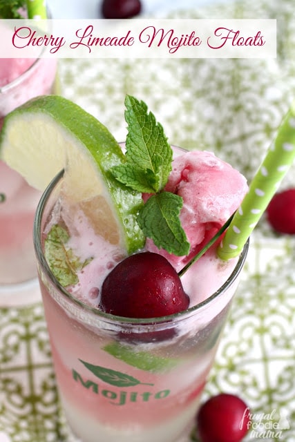 Rum Cocktail Idea - Cherry Limeade Mojito Floats