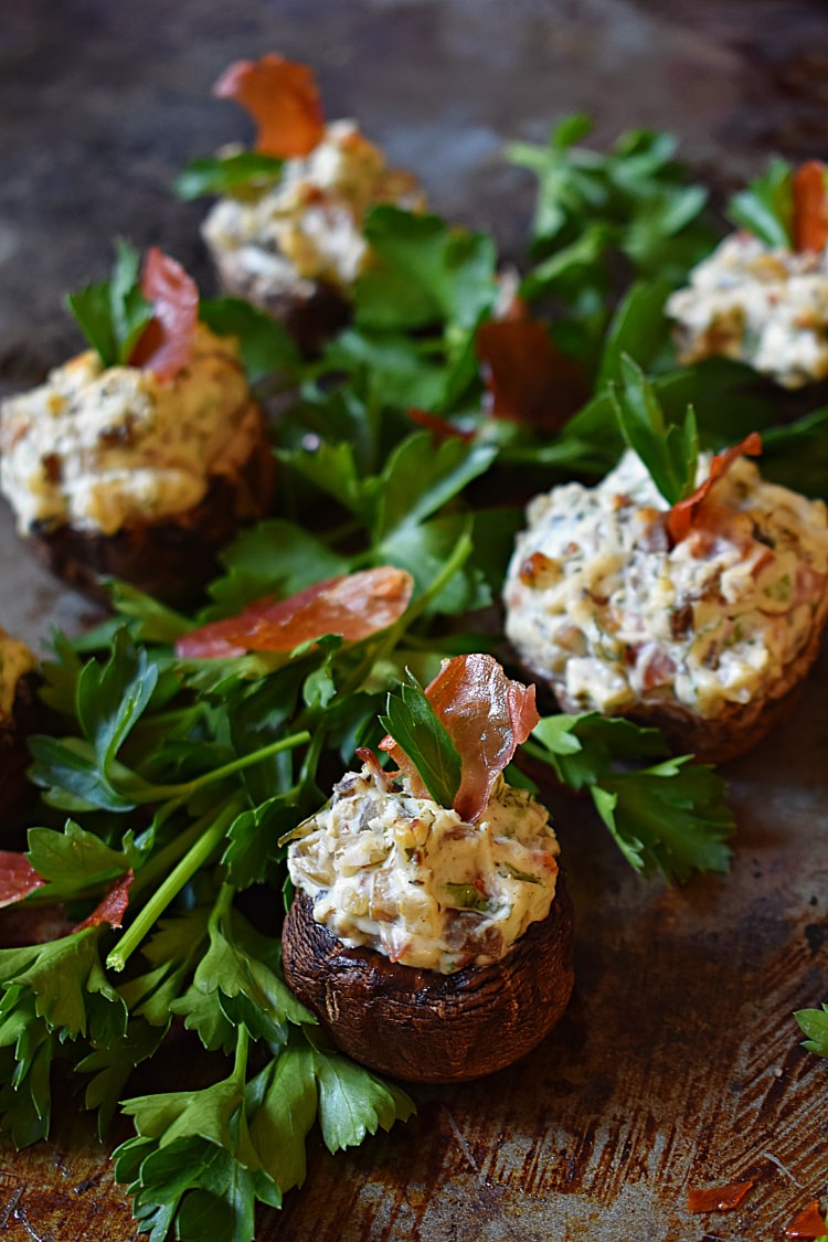Mushroom Dishes to Pair with Pinot Noir - Cream cheese and proscuitto stuffed mushrooms
