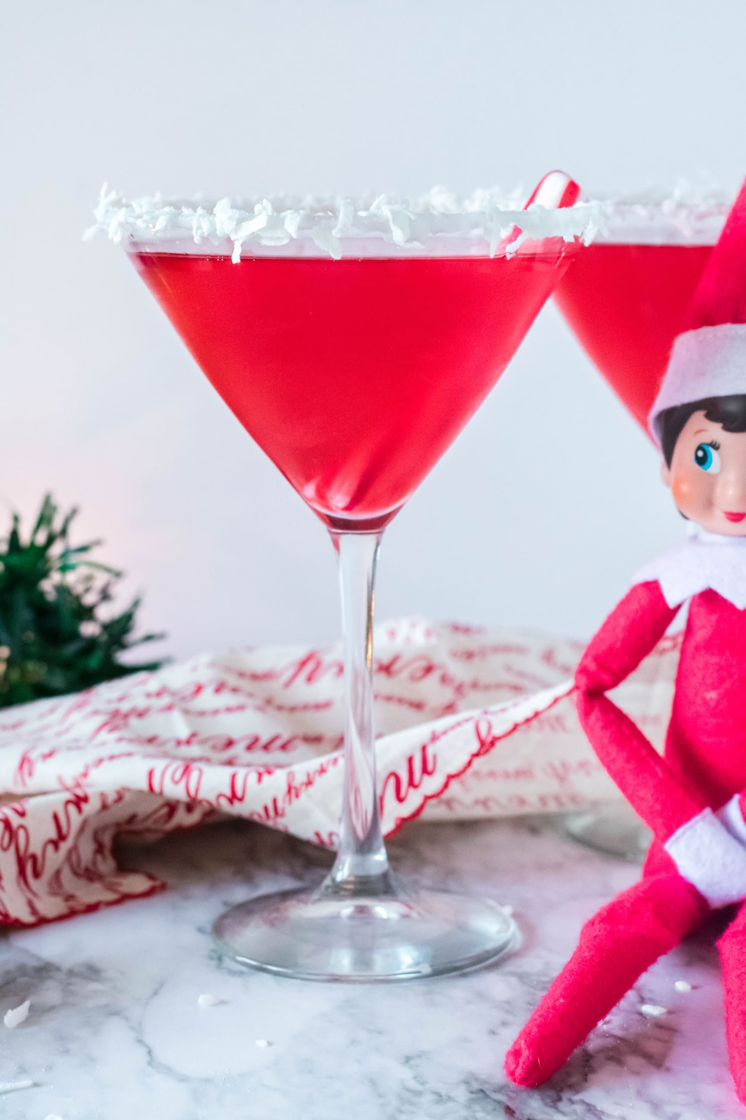 Naughty Elf Cocktail with elf on the shelf