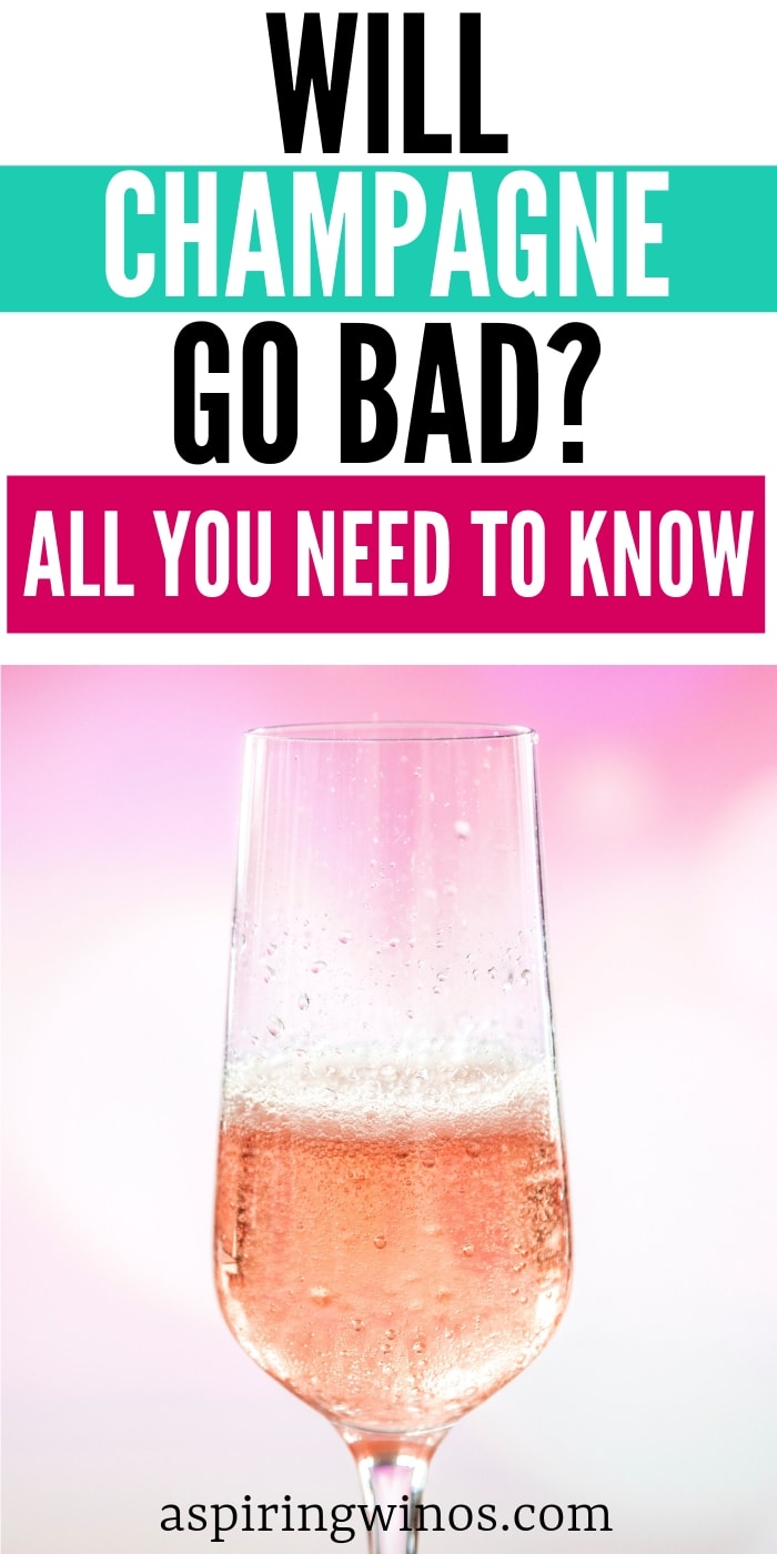 Does champagne go bad? We dive into the details so you can tell if you might be wasting precious bubbly by holding onto it for a special occasion! Find out how long you can keep champagne when it's unopened, so you can be poppin corks when you want. #champagne #bubbles #wineeducation