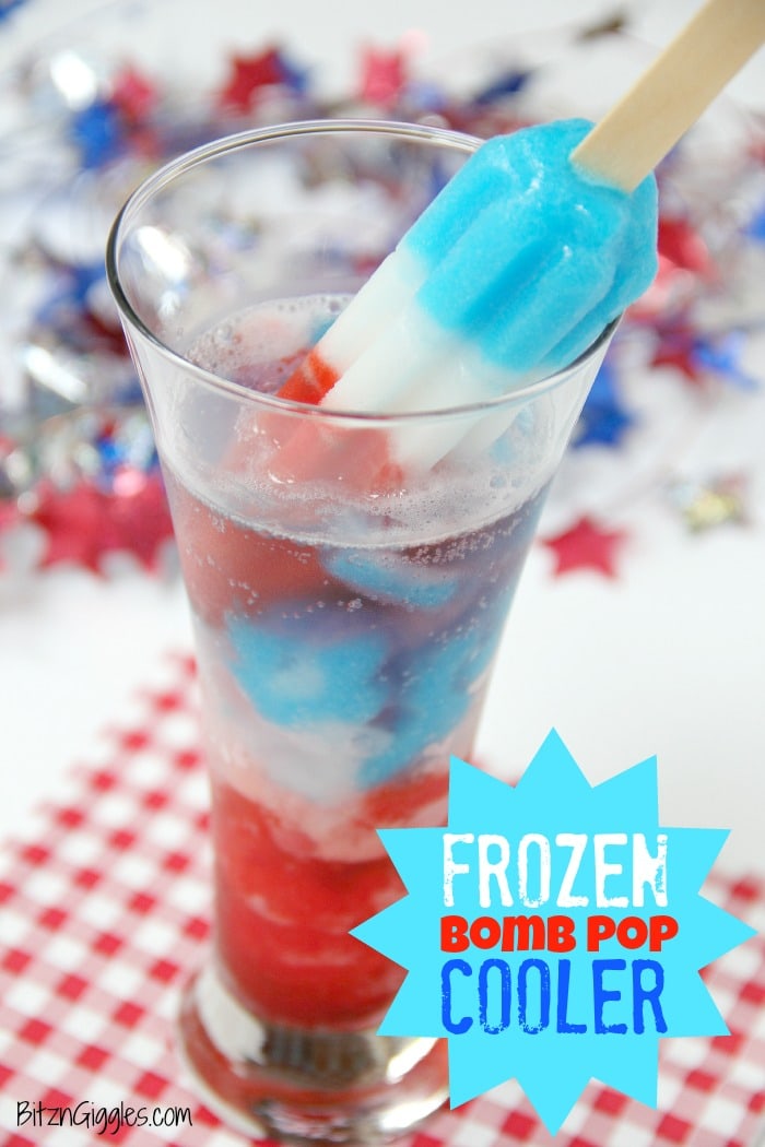 Patriotic Red, White and Blue Drink Ideas for Independence Day - Frozen Bomb Pop Cooler