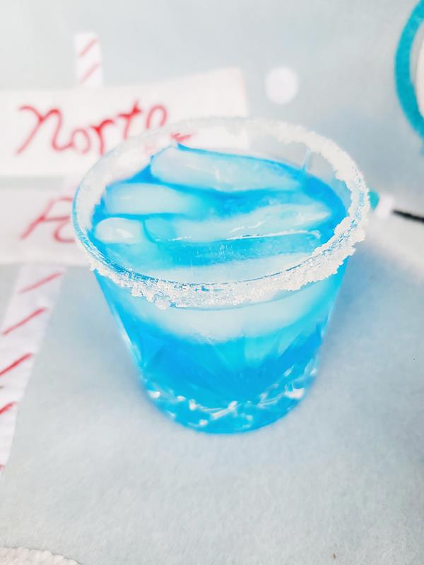 frozen themed cocktail blue drink 