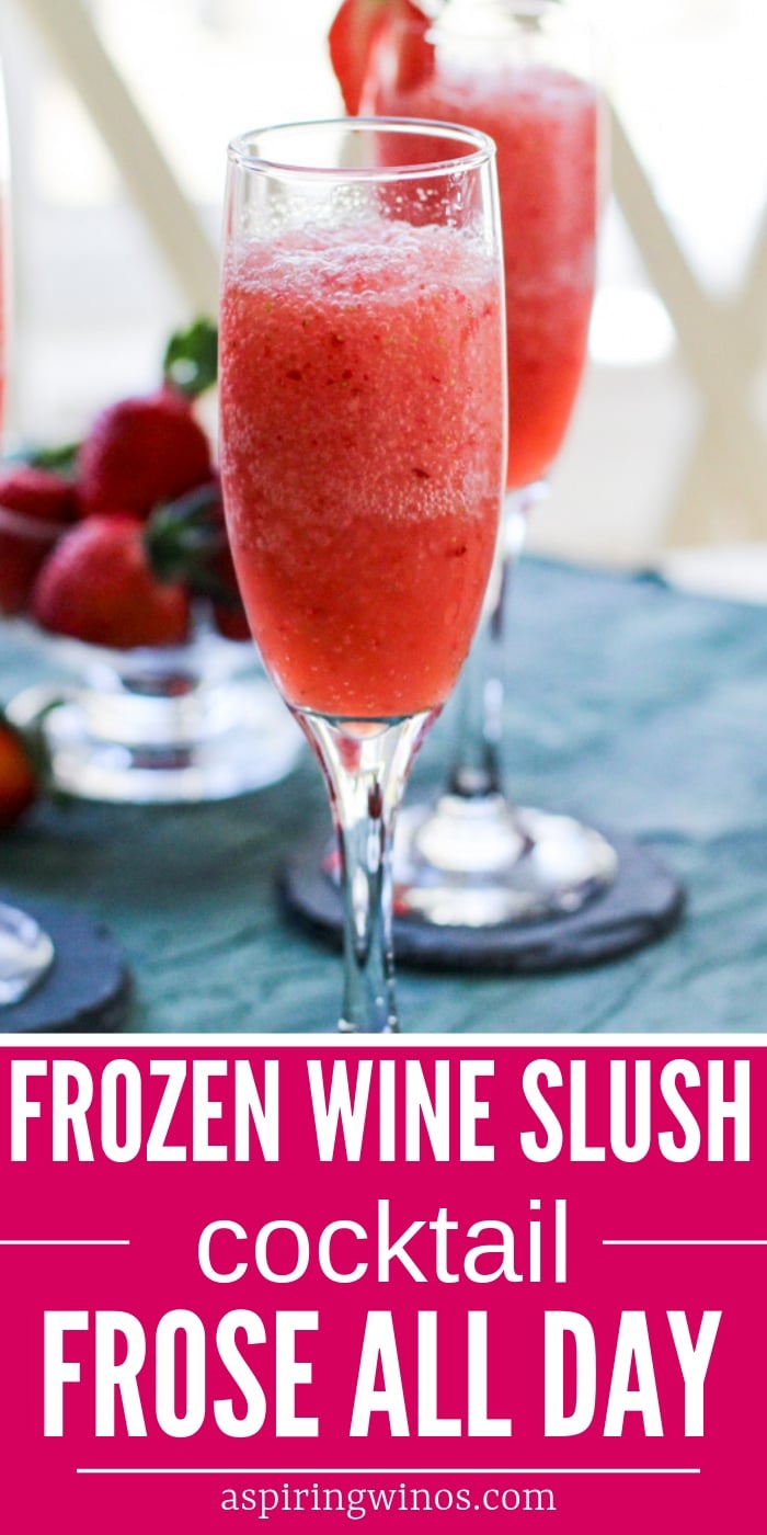 Frozen Wine Slush Cocktail | Mix up a batch of this strawberry and wine cocktail to enjoy your weekend with friends! Cool off on the dock or in the backyard Wine Slush Cocktail Recipe | Frozen Wine Cocktail | Rose' Wine Cocktail | Red Wine Cocktail | #cocktails #blender #froze #rose #wine #cocktail #wineslush #frozenwine #recipe