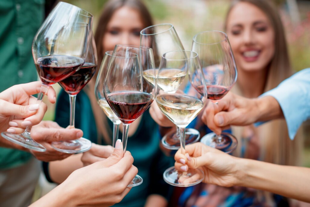 Group of friends enjoying wine together
