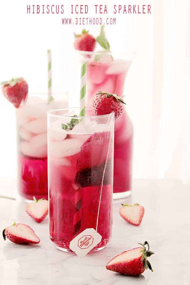 Virgin #Mocktails and Non-Alcoholic Cocktails | Hibiscus Iced Tea Sparkler red punch steeped tea