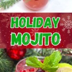 Make Your Holidays Merry and Bright with a Holiday Mojito | Christmas Drink Recipes | Holiday Drink Recipes | Christmas Mojito Recipe | Mocktail Version | Tis the season to make fun drinks #Christmas #Rum #ChristmasCocktail #Mojito #HolidayMojito