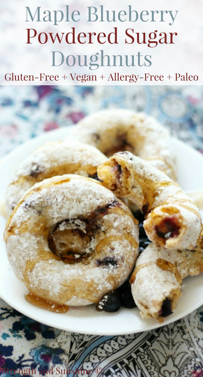 Maple Blueberry Powdered Sugar Doughnuts