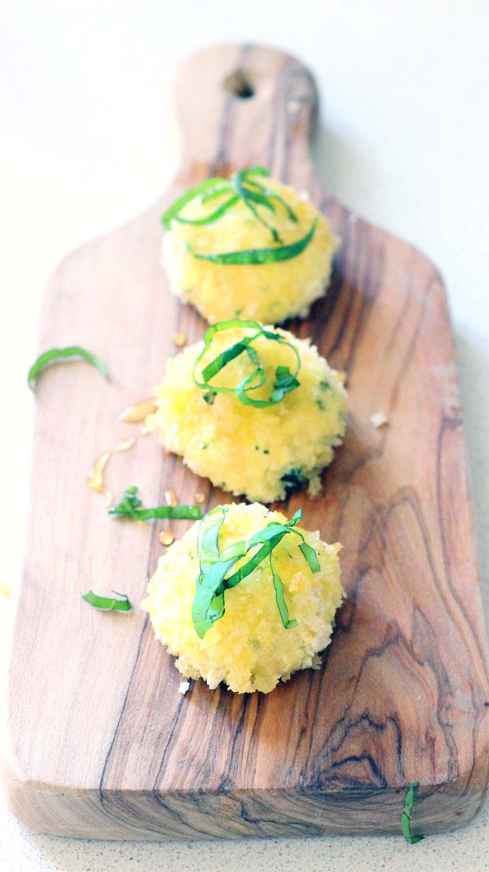 Oven-Baked Goat Cheese Balls With Fresh Basil And Honey