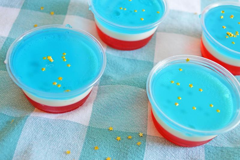 red, white and blue jello shots 