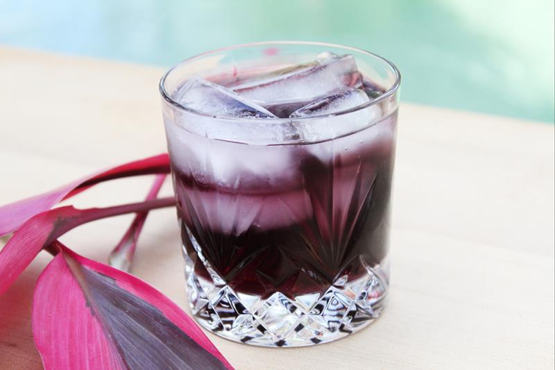 front view of purple passion cocktail 