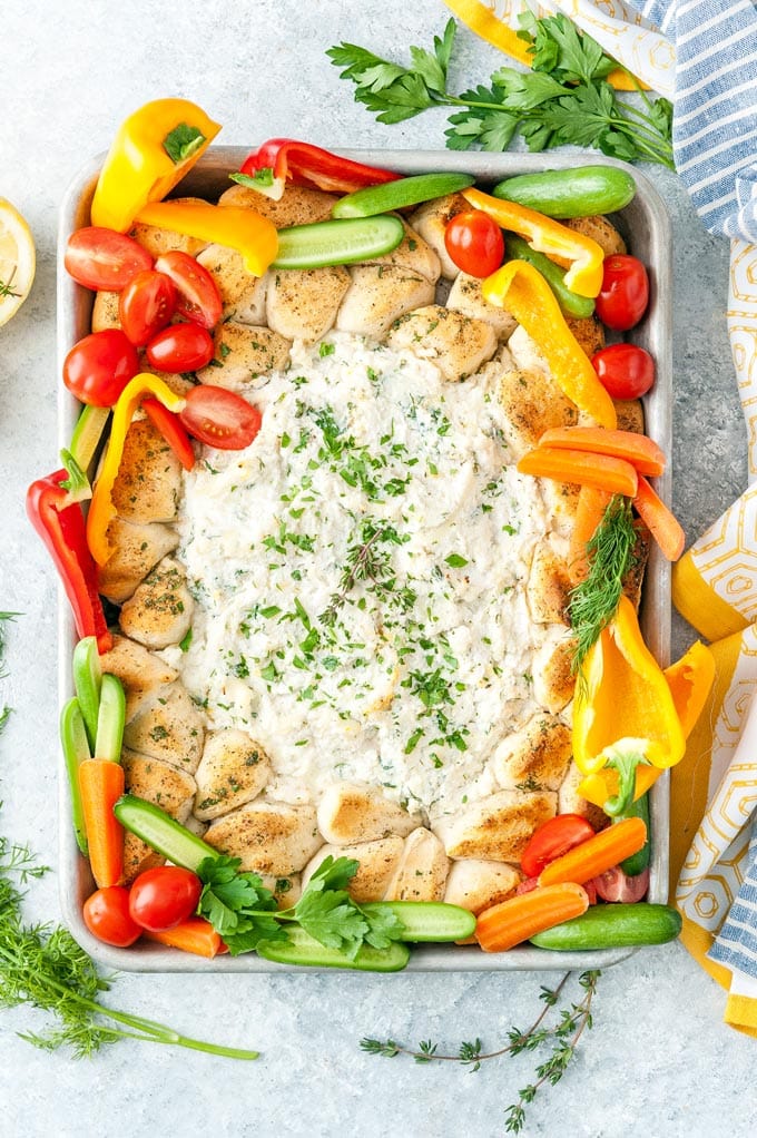 Sheet Pan Ricotta-Crab Biscuit Ring Dip