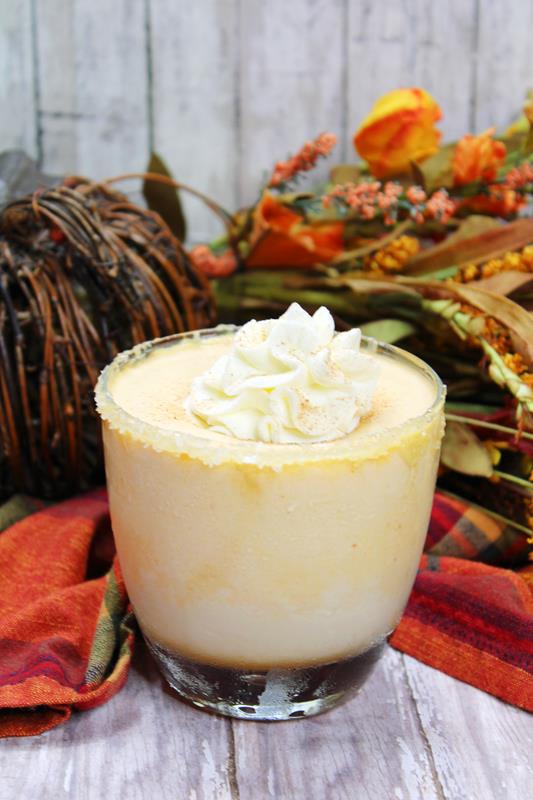 Salted Caramel Pumpkin Martini Recipe: showing completed martini. 