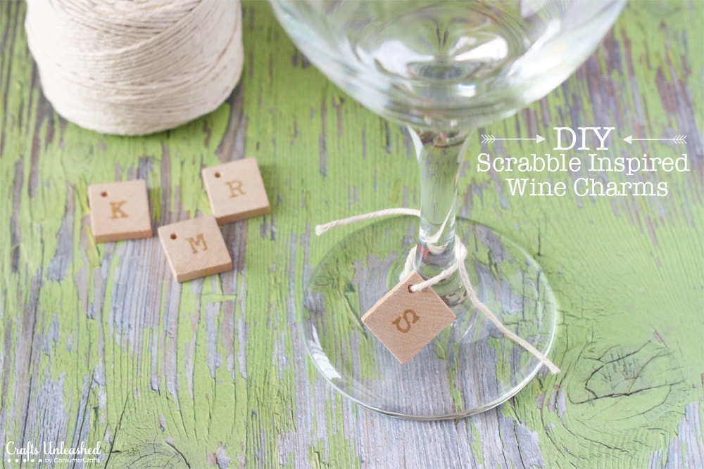 Scrabble Title Wine Charms