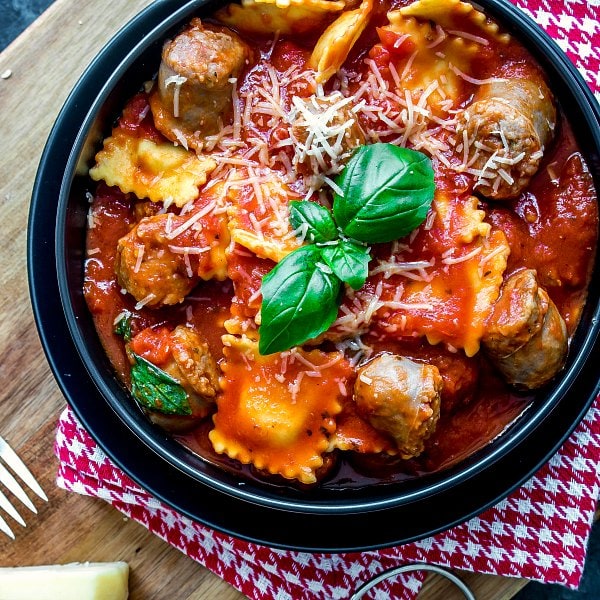 Tomato Based Dishes To Pair With Chianti - Slow Cooker Sausage and Ravioli