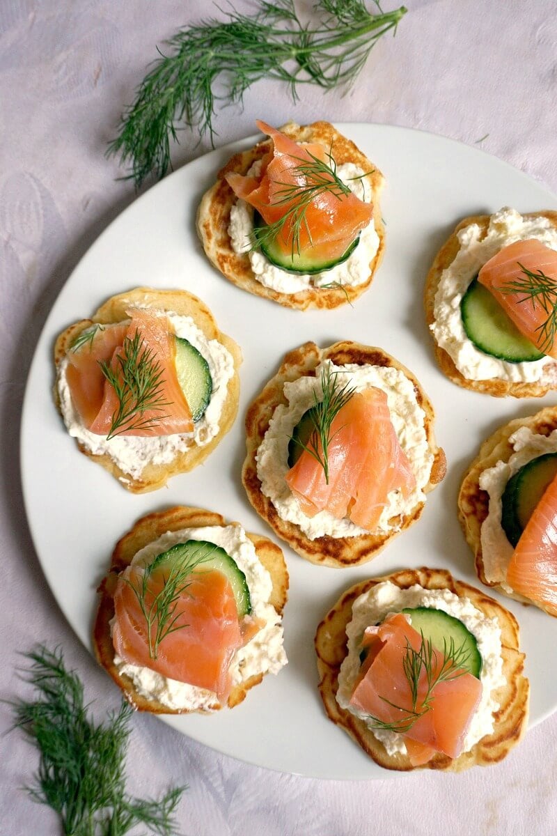 Smoked Salmon Blini Canapes - Smoked Salmon Appetizers for Your Next Wine Tasting Party