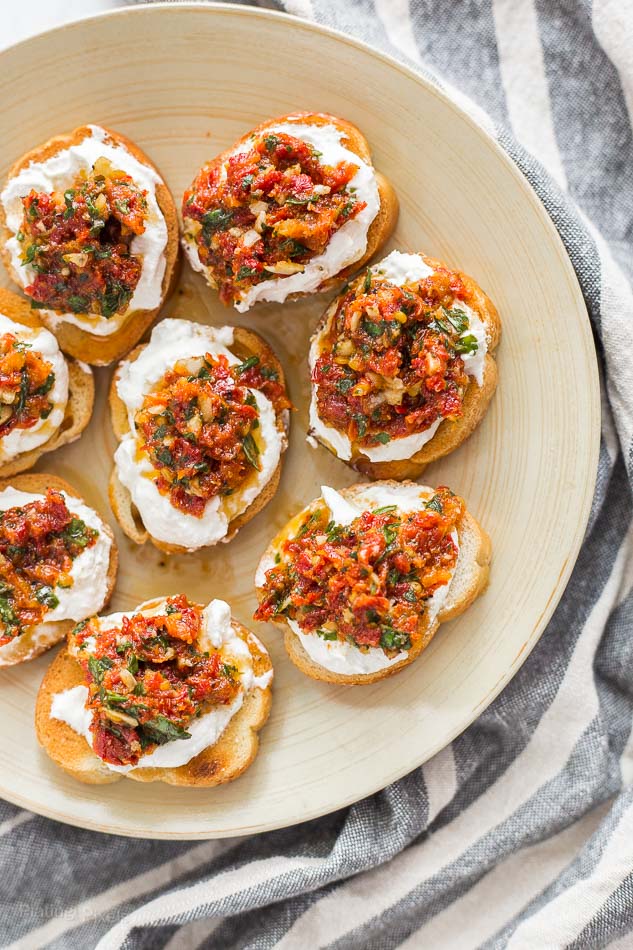 Tomato Based Dishes To Pair With Chianti - Sundried Tomato Ricotta Crostini Appetizer