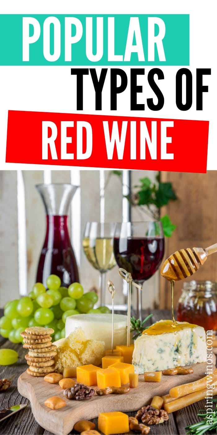 Looking to understand what the most popular types of red wines are? Here is a guide to 8 of the most popular grape varietals grown around the world. If you can master these, you are well on your way to beginning your #wineeducation. Learn the flavor profiles and tastes of the most popular red wine grapes. #wine #winetasting #vino