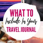 How to make a travel journal full of fun memories. There are all sorts of things to include in a travel journal, from journal prompts to ticket stubs and more. This list of ideas will help you remember everything from your trips and fill your travel journal pages with mementos and souvenirs that travel well. #travel #journaling #bulletjournal #journal