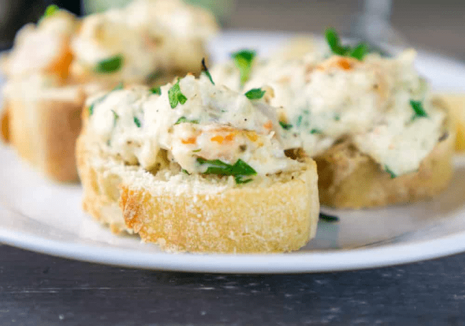 Toasted Baguette With Seafood Spread