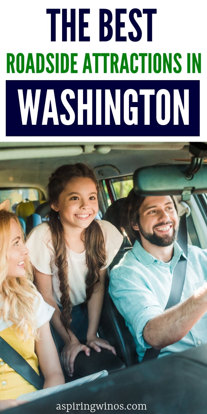 Fun roadside attractions in Washington State | Stop at these (mostly) free places to visit in Washington while you are on your next road trip. These are family-friendly destinations that add to the flavor of traveling in the USA. Pull over with your car and take a picture of some silly iconic spots that will make your trip memorable. #travel #roadtrip #washington #vacation #family