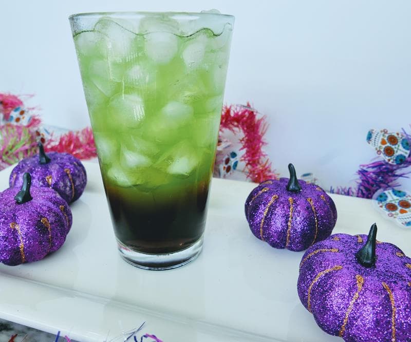 completed witch's brew mocktail drink recipe 