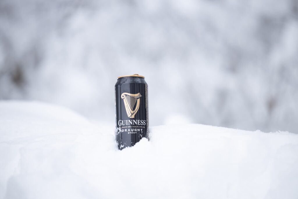 Guinness Beer can in the snow