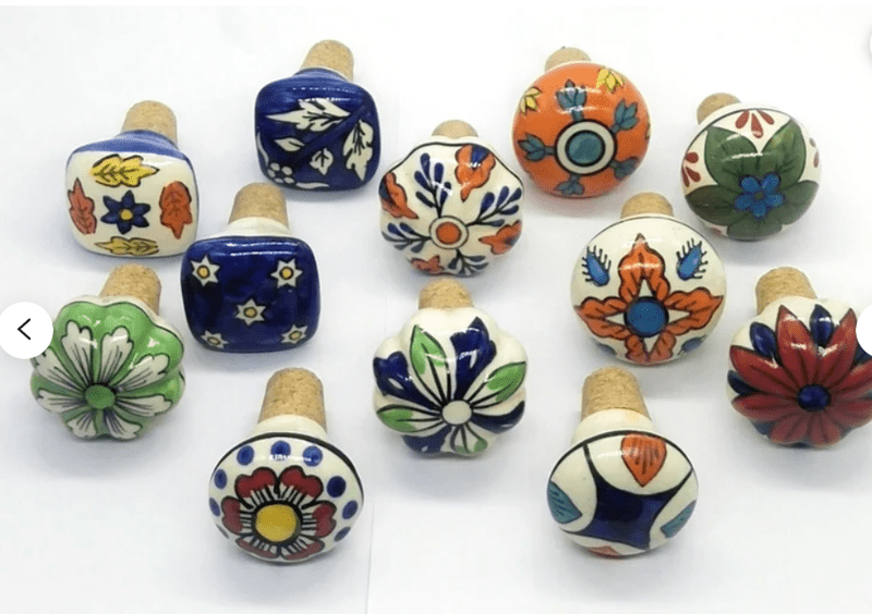 Ceramic Hand Painted Assorted Wine Bottle Stopper