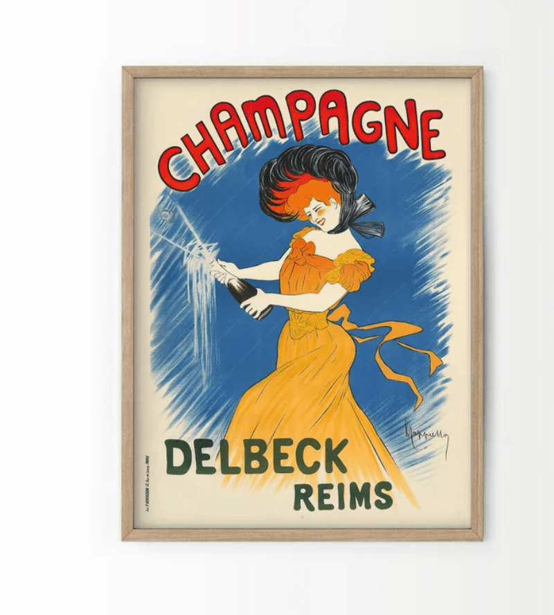 Champagne wine lover lady art print gift 