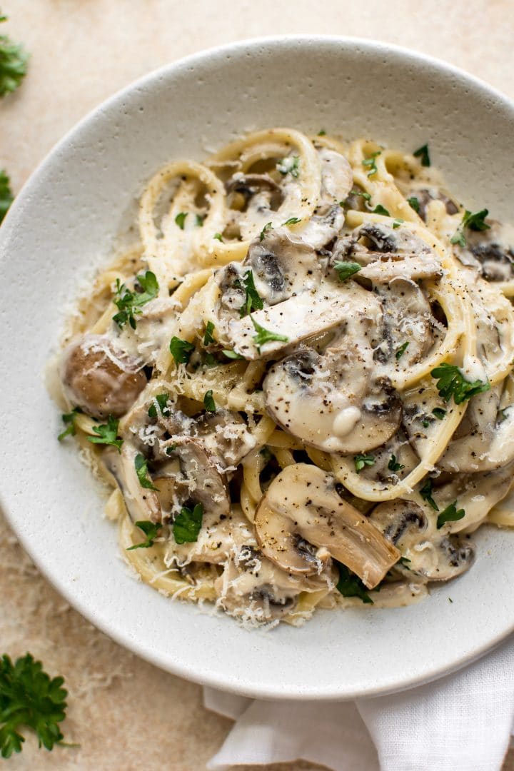 Mushroom Dishes to Pair with Pinot Noir - creamy mushroom pasta