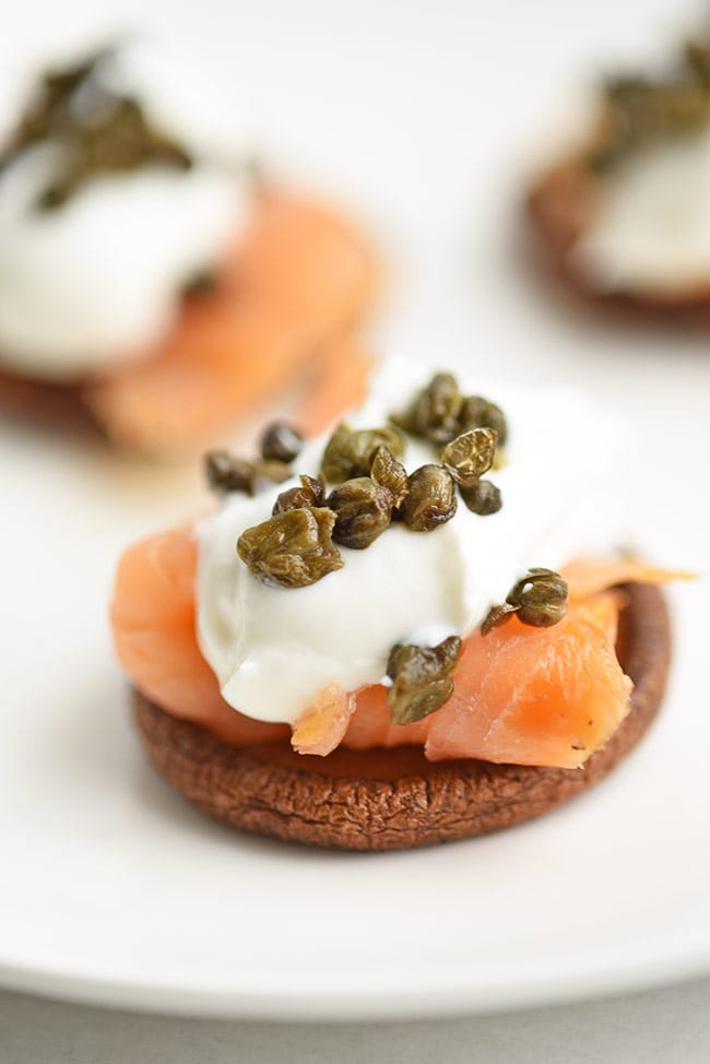 Mushroom Dishes to Pair with Pinot Noir - crispy mushroom caps with cream cheese and lox