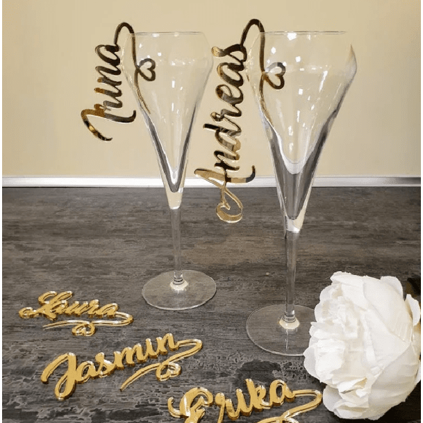personalized Gold wine charms for Wine glass