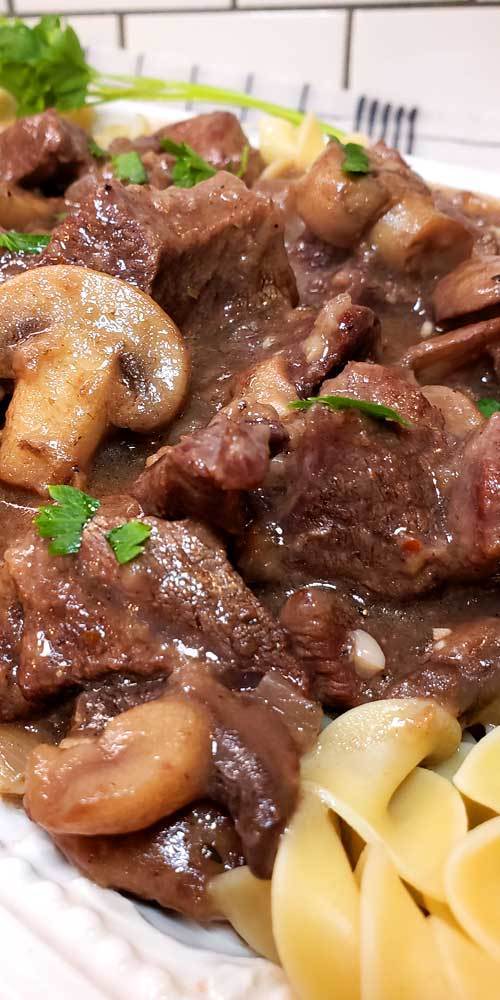 Mushroom Dishes to Pair with Pinot Noir - garlic butter beef tips with mushrooms